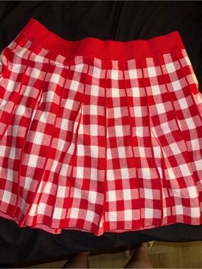 Red Gingham Pleated Skirt - Women's Classic Check